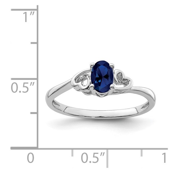 925 Sterling Silver Rhodium-plated Created Sapphire September Birthstone Ring, 6